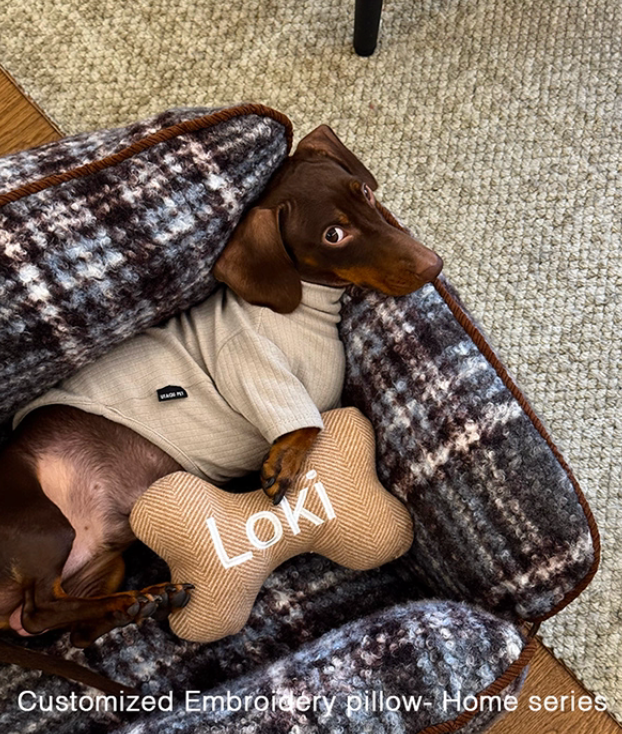 Pooji Custom Embroidered Pet Bone Plush Toy